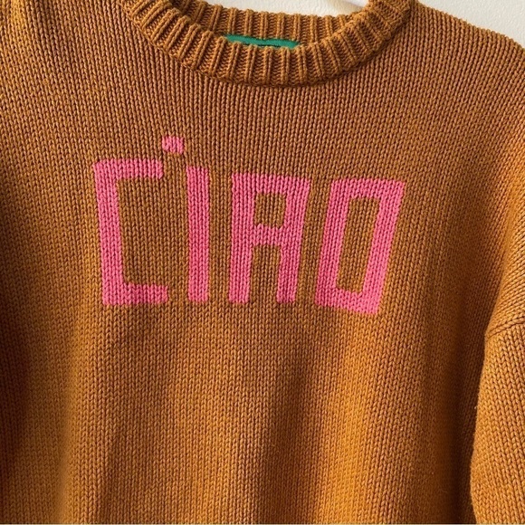 New Clare V Ciao Crewneck Pullover Crewneck Knit Sweater Gingernut Brown Small - Picture 6 of 15